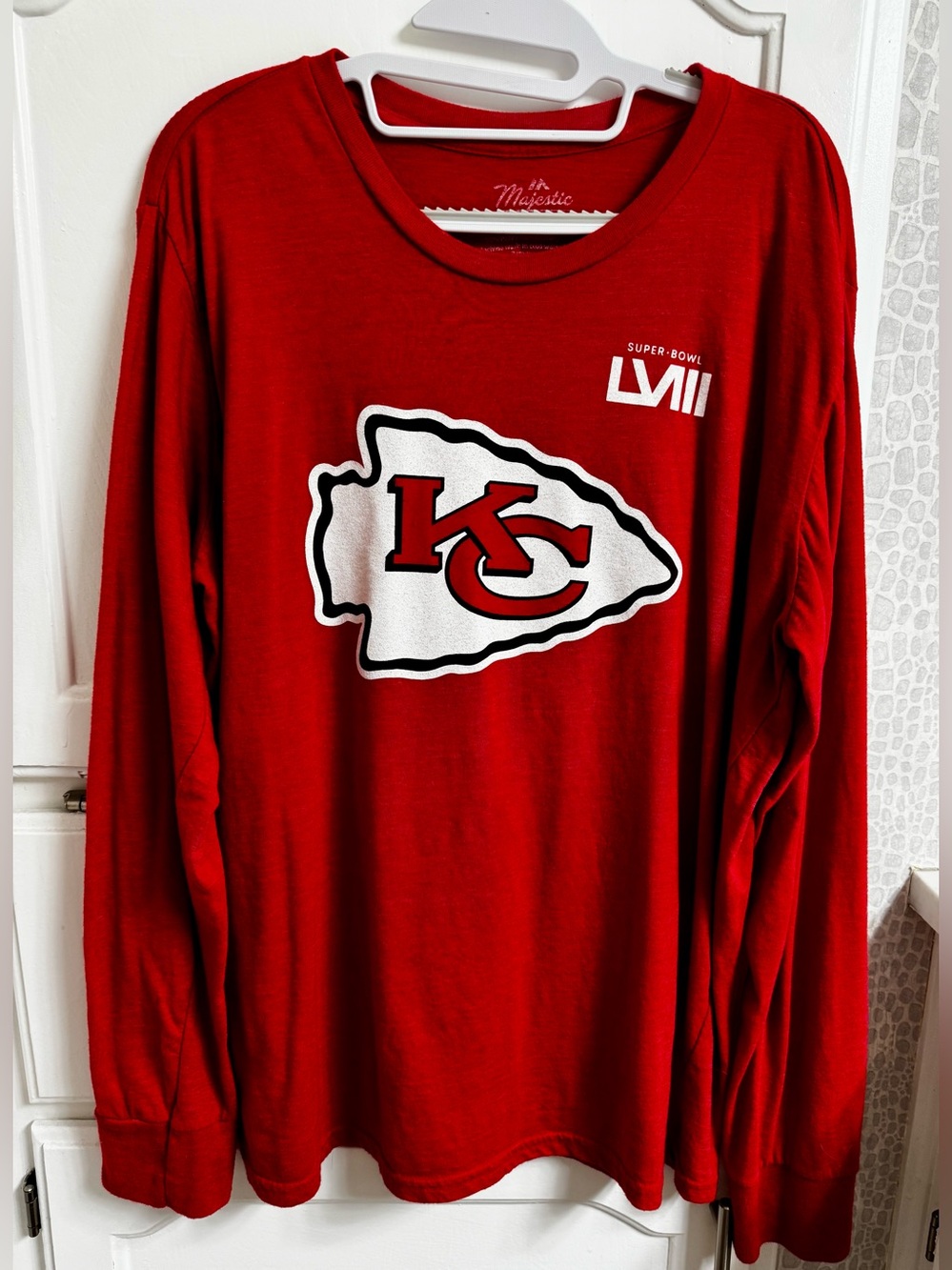 Majestic Threads Kansas City Chiefs #15 Mahomes Long Sleeve Red Tee - Men’s XL